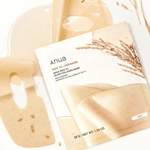 Masque visage Anua Rice 70 + Ceramide Glow Collagen – cosmétique coréen Tahiti