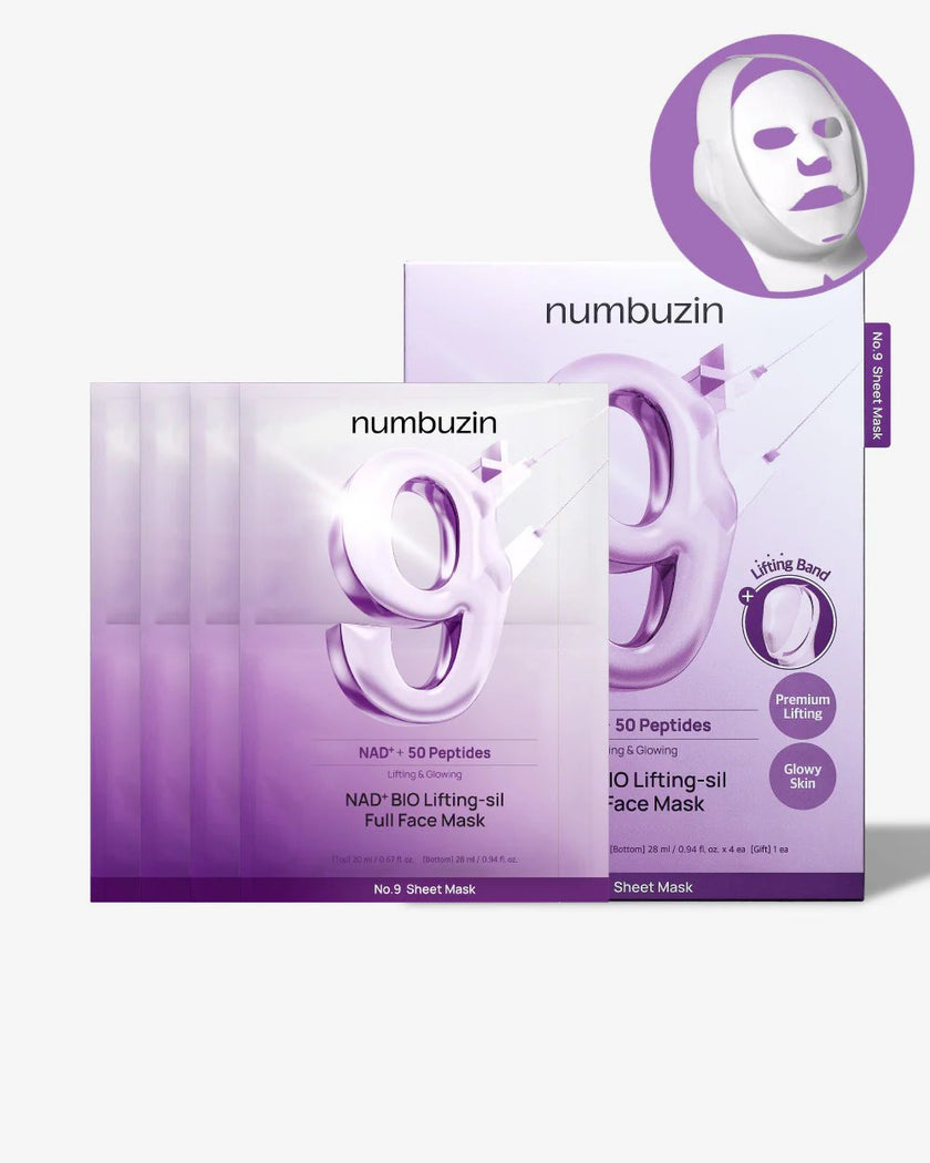 Masque visage liftant Numbuzin No.9 NAD+ aux peptides et collagène – cosmétique coréen Tahiti